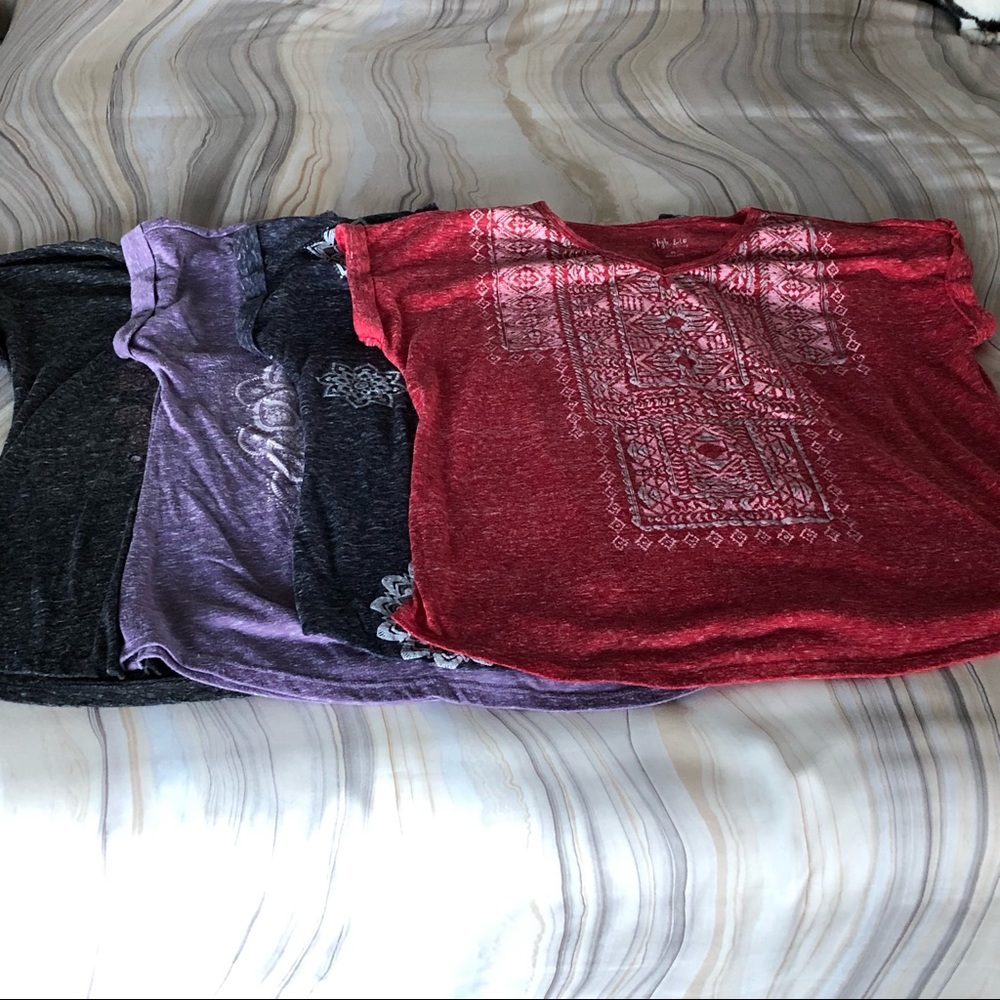 (4) Style & Co Decorative Front Marled T-Shirts